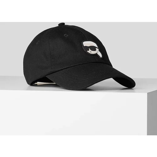 Karl Lagerfeld Pamučna kapa sa šiltom boja: crna, s aplikacijom