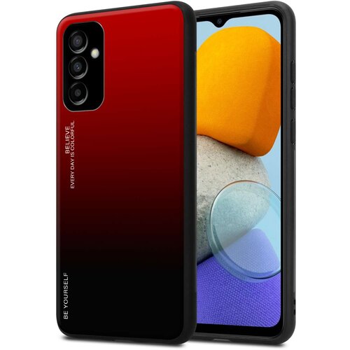 Cadorabo Ohi&scaron;je je združljivo z Samsung Galaxy M23 5G in rdeča - črna - Dvobarvni za&scaron;čitni pokrov iz silikona TPU in hrbtna stran iz kaljenega stekla, (20860170) Cene