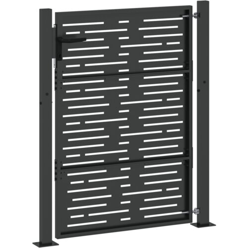  Dvori&amp;scaron;na vrata - Vrtna vrata Crna 105 x 150 cm Čelik s pra&amp;scaron;kastim premazom Slike