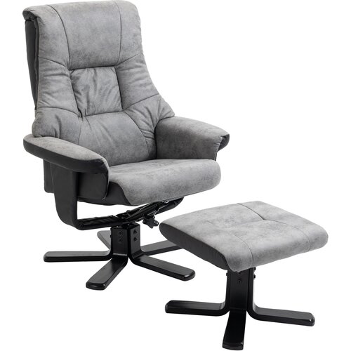 HOMCOM sprostitveni naslonjač s stolčkom mikrovlaken (100% poliester) 78D x 82,5&Scaron; x 109V cm Siva, (5000242828) Cene