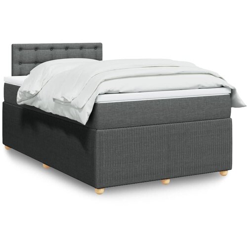 vidaXL Box spring postelja z vzmetnico temno siva 120x200 cm blago Cene