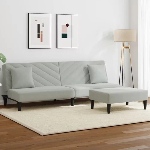  2-dijelni set sofa s jastucima svjetlosivi baršunasti