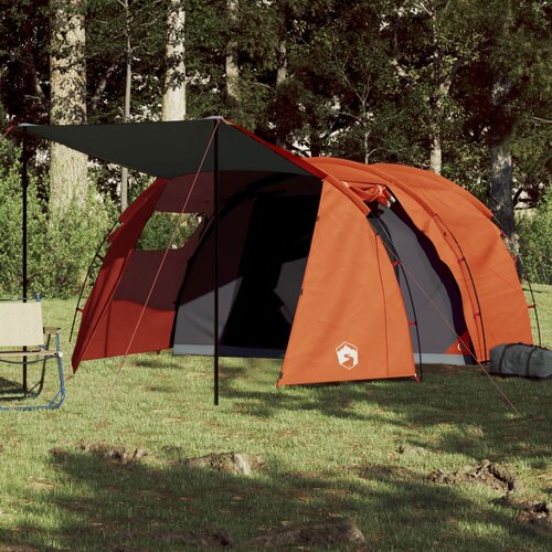 VidaXL &amp;Scaron;otor za kampiranje za 4 osebe siv oranžen 420x260x153 cm 185T Slike