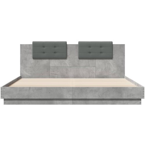  Okvir kreveta s uzglavljem LED siva boja betona 200 x 200 cm Slike
