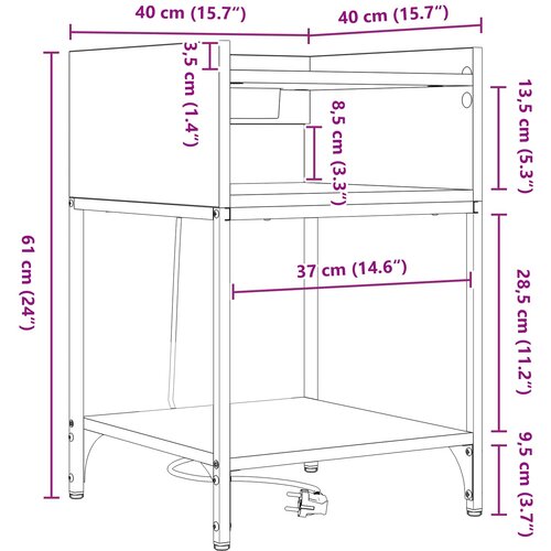  Noćni ormar Sonoma hrast 40 x 40 x 61 cm Konstruirano drvo Slike
