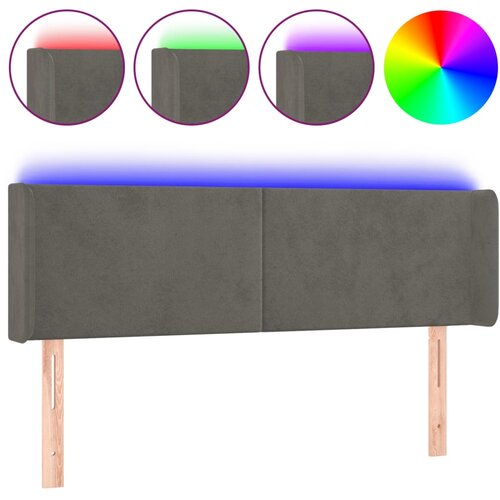 Maison Chic led posteljno vzglavje - vzglavna omarica - nočna omarica temno sivo 147x16x78/88 cm žamet, (21708073) Slike