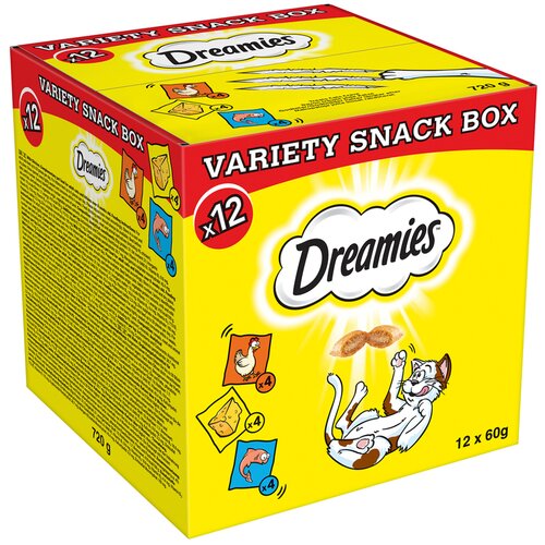 Dreamies Mixbox (pi&amp;scaron;čanec, sir, losos) - 12 x 60 g Slike
