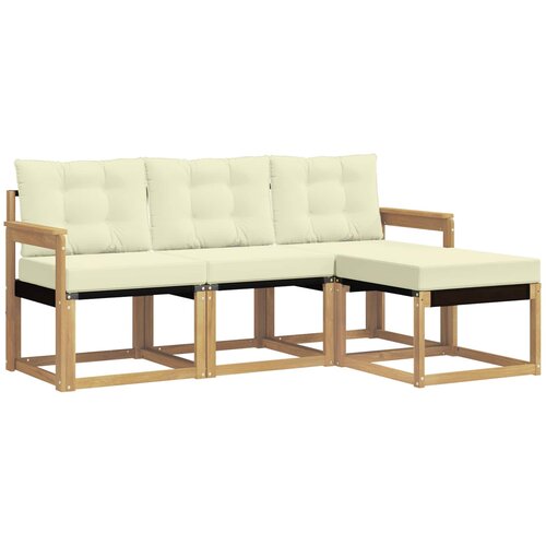 vidaXL Zunanja garnitura za sedenje z blazino 4 pcs Bela in krem, (5000281754) Cene