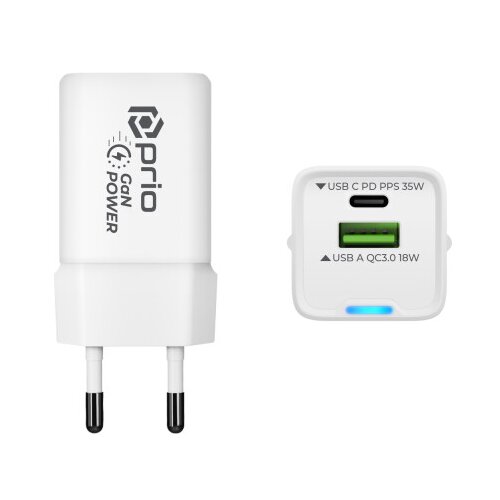Prio Polnilec / adapter USB-A / USB-C, GaN, PD, 35 W Slike