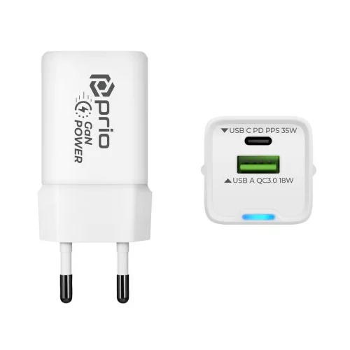 Prio Polnilec / adapter USB-A / USB-C, GaN, PD, 35 W