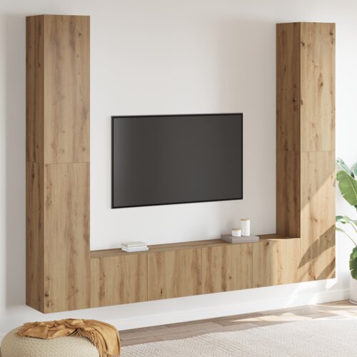 vidaXL Set TV komoda 6 pcs Smeđa 221 x 30 x 180 cm Konstruirano drvo Cijene