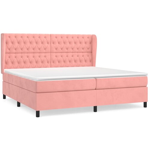 VidaXL Box spring postelja z vzmetnico roza 200x200 cm žamet, (20788859) Slike