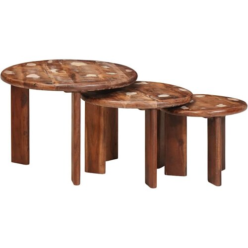  Stolovi za kavu na sklapanje 3 pcs Čvrsto reciklirano drvo Slike