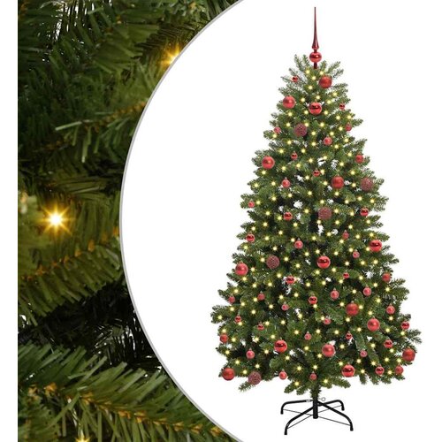 vidaXL Umestno božično drevo z LED lučmi Zelena 180 cm PVC in kovina, (5000067475) Cene