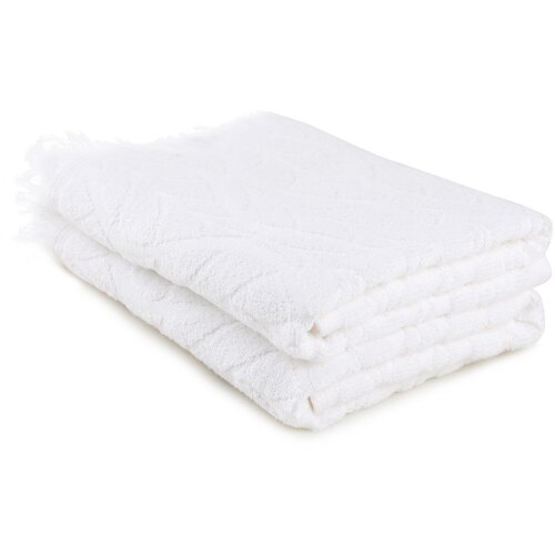  Leaf - white white bath towel set (2 pieces) Cene