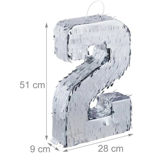  Rođendanska pinjata broj 2, vi&amp;scaron;ebojna, 51 cm Slike