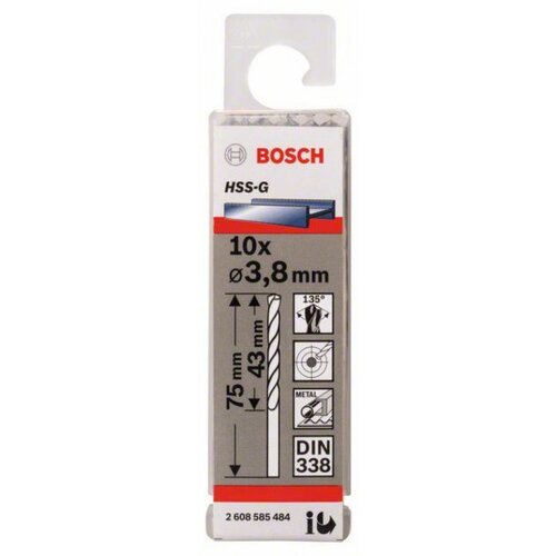 Bosch burgija za metal HSS-G, din 338 3,8 x 43 x 75 mm, 1 komad ( 2608585484. ) Cene