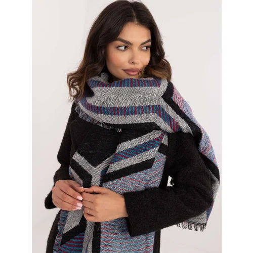 Fashionhunters Black and gray women's scarf with patterns