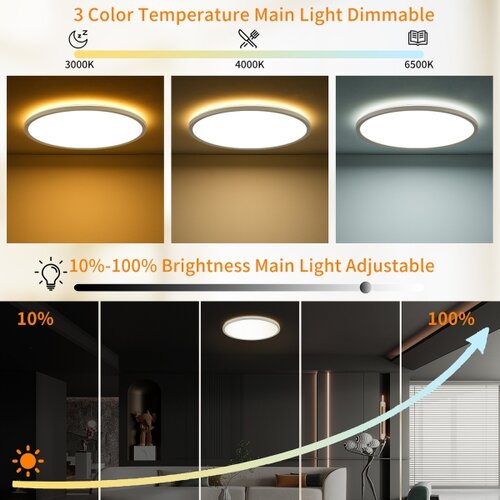  Brilagi - LED prigu&amp;scaron;iva svetiljka ULTRA SLIM LED/18W/230V prečnik 30 cm bela + daljinski upravljač Slike