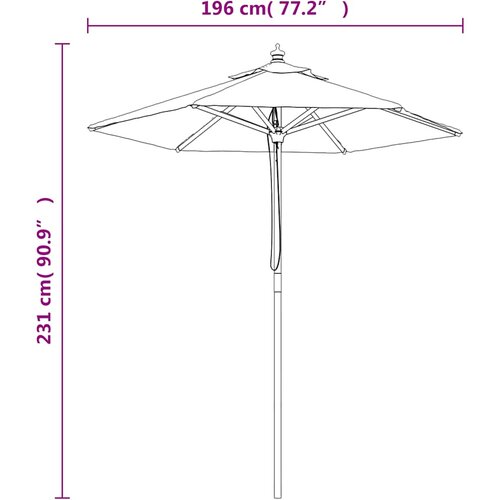  Vrtni suncobran s drvenim stupom boja pijeska 196 x 231 cm Slike