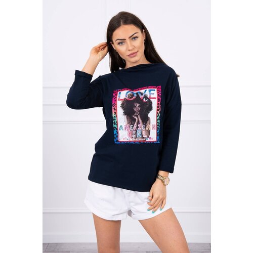 Kesi Blouse with American Girl graphics dark blue Slike