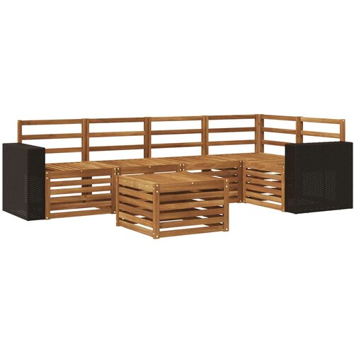 vidaXL Kotna sedežna garnitura 6 pcs Naravna Masiven les akacije, (5000283649) Cene