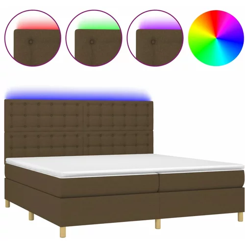 vidaXL Box spring postelja z vzmetnico LED temno rjava 200x200cm blago, (20894822)