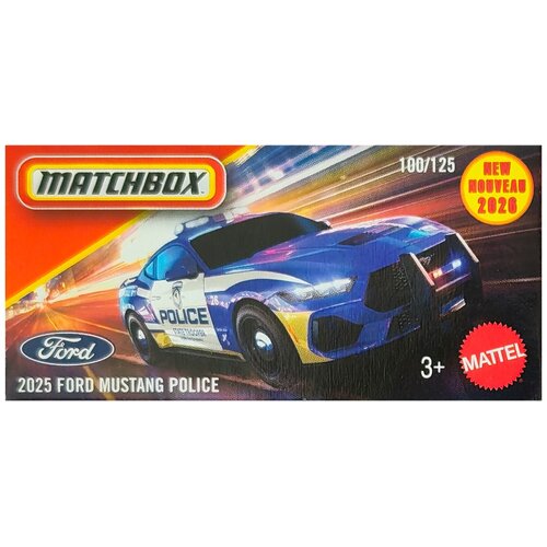 Mattel Matchbox: 2025 Ford Mustang Police plavi autić u papirnatoj kutiji 1/64 &amp;ndash; Slike