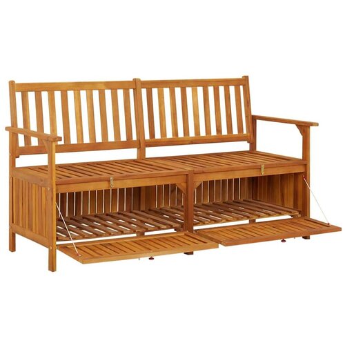 VidaXL Klupa za pohranu 148 cm od masivnog bagremovog drva Slike