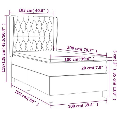 VidaXL Krevet s oprugama i madracem smeđesivi 100 x 200 cm od tkanine Slike