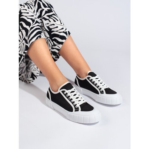 Shelvt Comfortable women's sneakers black Cene