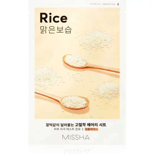 MISSHA Airy Fit Rice Sheet maska za čišćenje i osvježavanje lica 19 g