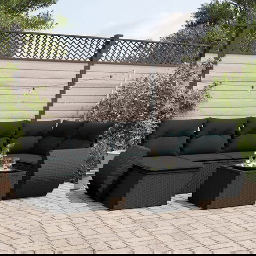  The Living Store Vrtna sedežna garnitura 7-delna z blazinami črn poli ratan - Vrtna Sedežna Garniture, (21446911) Cene