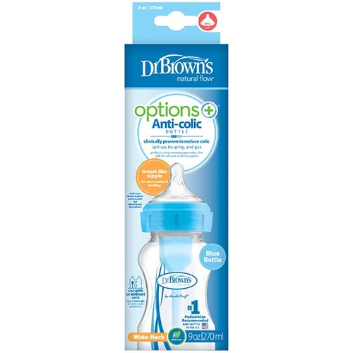 Dr.browns plastična fla&amp;scaron;ica Wide Neck Plava, 270ml 0m+ Slike