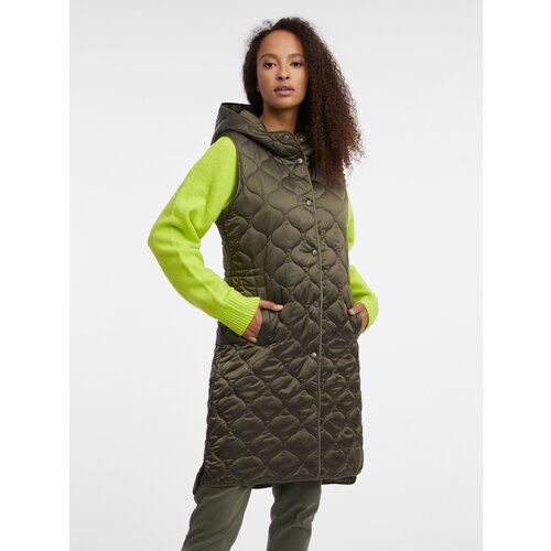 Orsay Khaki Ladies Long Quilted Vest - Women Cijene