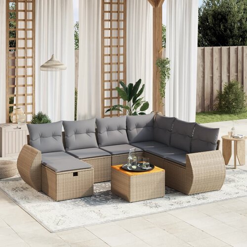 vidaXL 8-dijelni set vrtnih sofa s jastucima bež od poliratana Cijene