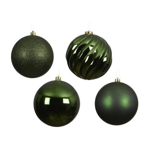 DEKOR DOM dekoracija - hanging bauble set mix 4pcs 14cm 022837 - pine green - kmg ( 045601 ) Cene