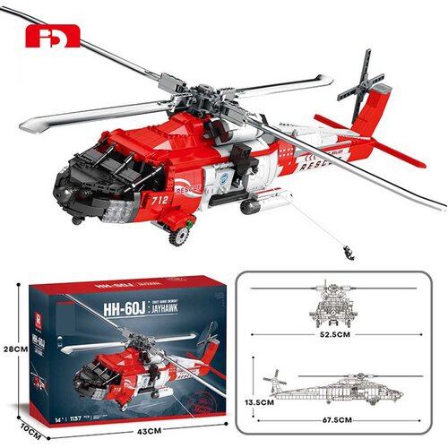  Helikopter za sastavljanje HH-60J sa 1137 elemenata - crveni Cene