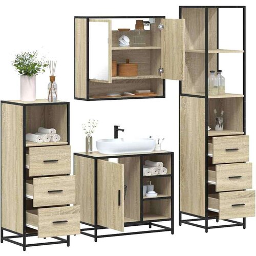 vidaXL 4-dijelni set kupaonskog namještaja boja hrasta sonome drveni Cijene