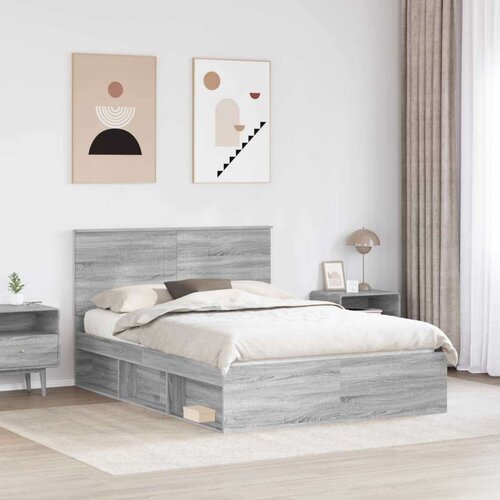  Okvir za krevet s uzglavljem Siva Sonoma 160 x 200 cm Slike
