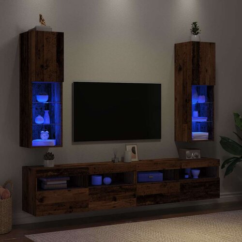 TV ormarići s LED svjetlima 2 kom boja drva 30,5 x 30 x 102 cm Cene