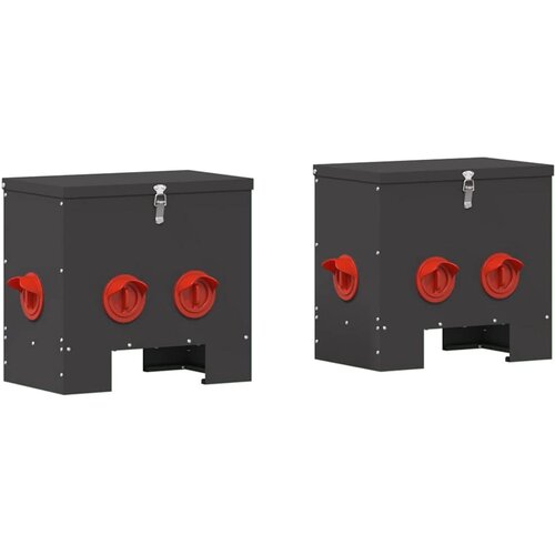 VidaXL Hranilnik za pi&amp;scaron;čance 2 pcs Črna 40,5 x 25 x 38 cm, (5000221492) Slike