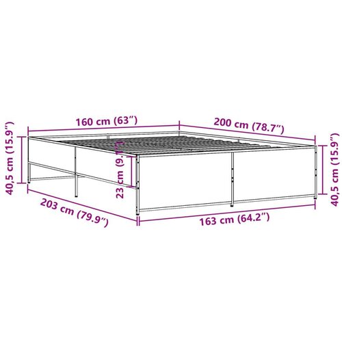 VidaXL okvir za krevet crni 160x200 cm konstruirano drvo i metal Slike