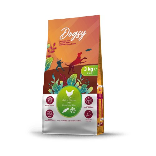 Craftia dogsy rich in chicken with carrot &amp;amp; rice adult dog medium &amp;amp; large breed - 3 kg Slike