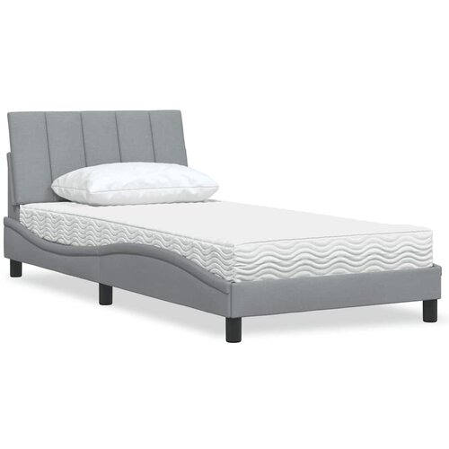 Krevet s madracem Hanko svjetlosivi 100x200 cm od tkanine Cijene