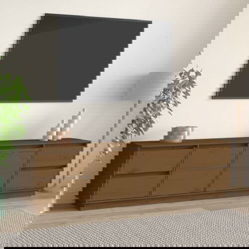 The Living Store TV omarica medeno rjava 176x37x47,5 cm trdna borovina - TV Omarica, (21376481) Cene
