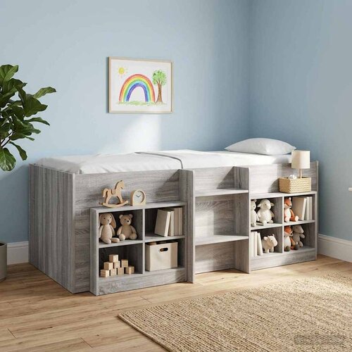  Kreveta za visoko spavanje djece 2 pcs Siva Sonoma 90 x 190 cm Slike