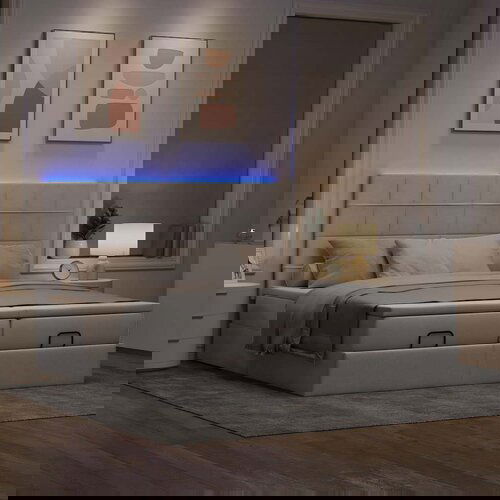 VidaXL Otomanski okvir kreveta s madracima smeđesivi 180x200cm tkanine Slike