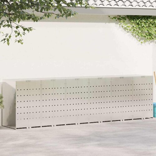 VidaXL Skladi&amp;scaron;tenje kanti za 3 kante Srebrno 340 x 77.5 x 115.5 cm Slike