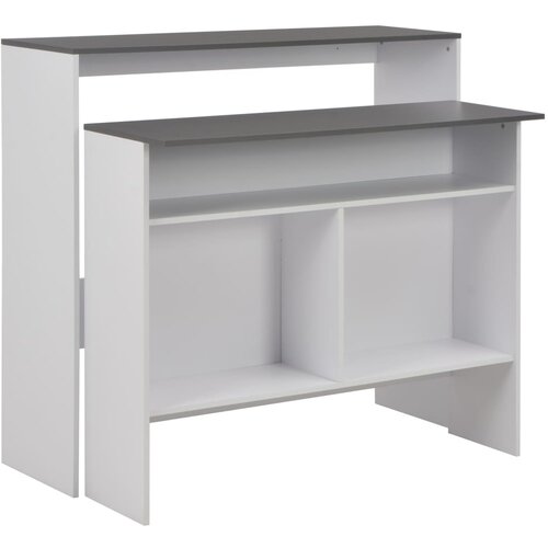 vidaXL Barska miza z 2 površinama bela in siva 130x40x120 cm Cene